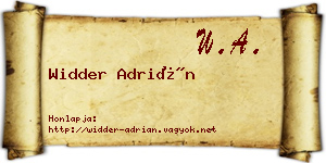 Widder Adrián névjegykártya