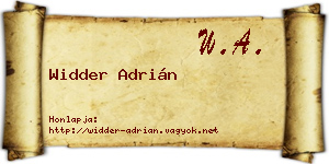 Widder Adrián névjegykártya